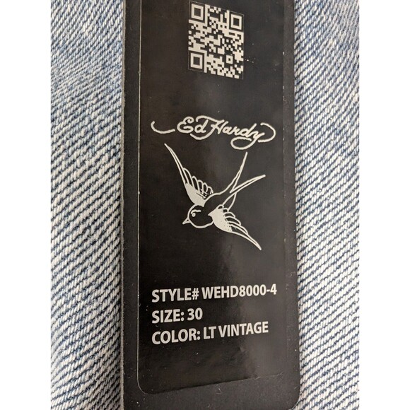 Ed Hardy “Love Etern” Painted Heart Design Denim Cut Off Shorts Women 30 NWT! - Picture 6 of 12